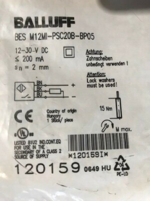 Balluff BES M12MI-PSC20B-BP05 BESM12MIPSC20BBP05 Induktiver Sensor NEU OVP
