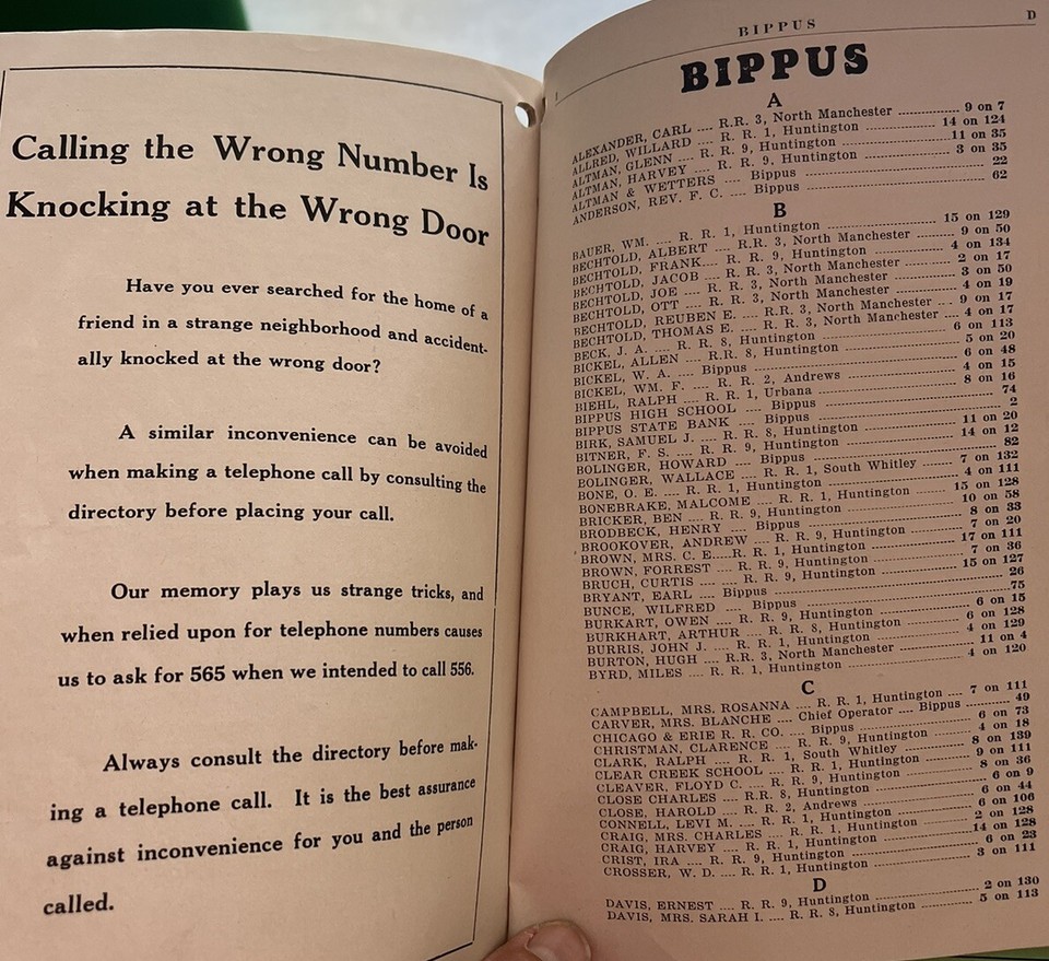 North Manchester Indiana 1942 Telephone Directory Vintage Advertising eBay