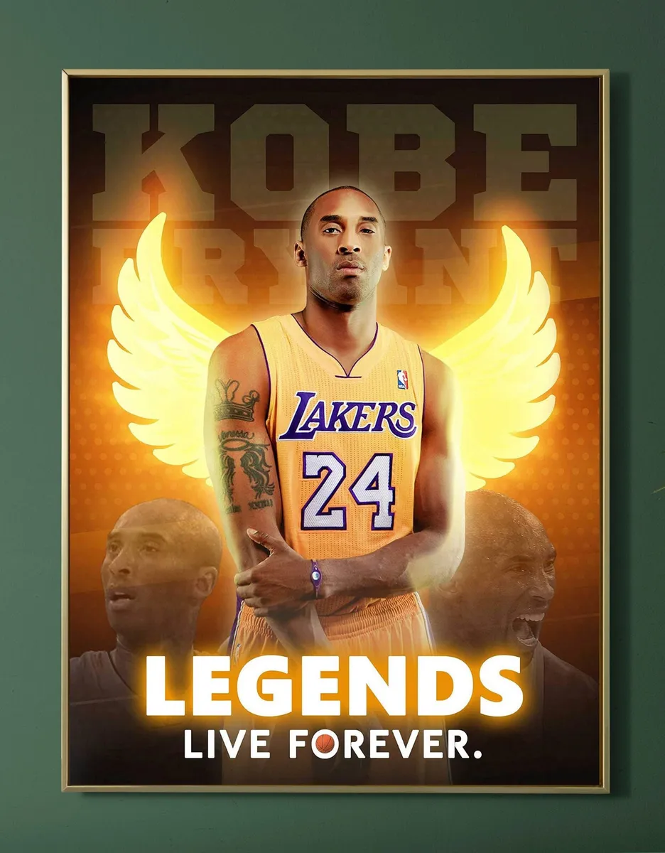 Legends Live Forever Kobe Poster, Basketball Legend Kobe Bryant Stats Wall Decor eBay