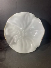 Annieglass 8" Shell Shaped Bowl, Frosted with Gold Rim