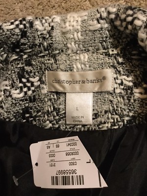 Veste Costume Tweed Christopher & Banks - Noir/gris/blanc - Taille L - Neuf Avec étiquettes