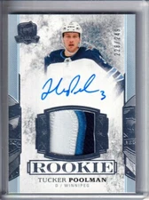  2017-18 The Cup #131 Tucker Poolman RC AUTO PATCH /249   3 Clrs Rookie