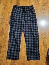 Fruit Of The Loom Blk Gray Checkered Pajama Pants 32-34" Small