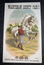 RARE C 1900 Ann Arbor Michigan Litho Trade card Washtenaw County Fair Horse