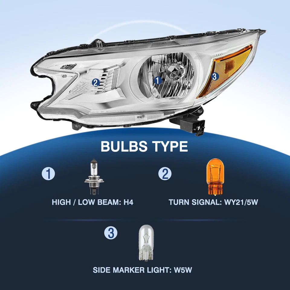 Par de faros esquineros cromados ámbar 4 puertas para Honda CRV CR-V 2012 2013 2014 Foto 2 de 4