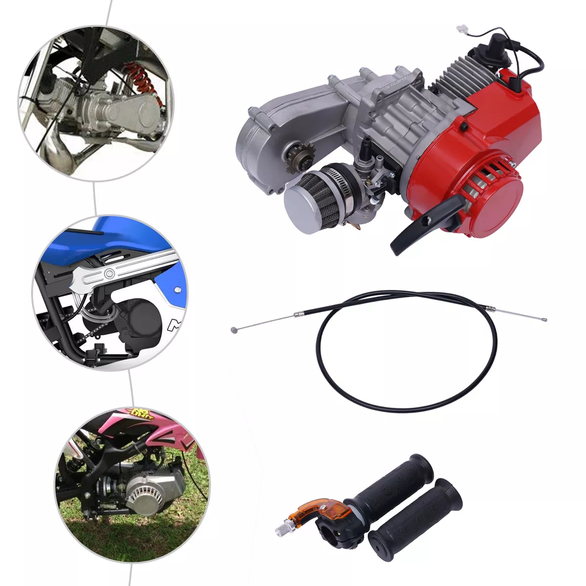 Motor de motor de 2 tiempos de 49cc para mini Pocket Bike Scooter Dirt  Bikes ATV Quad Motorized Bicycle