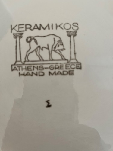 KERAMIKOS-ATHENS GREECE HANDMADE WALL PLATE-Vintage 9” - Picture 6 of 7