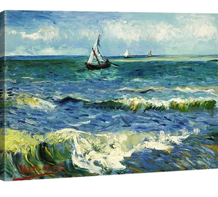 Art Canvas Prints Wall Art Seascape at Saintes Maries by Vincent Van Gogh 80*60