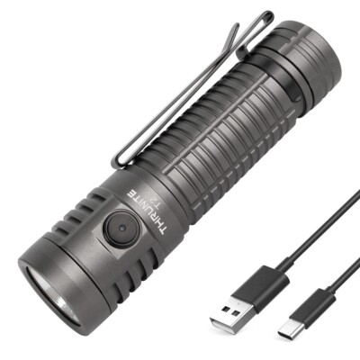best flashlight rechargeable cree ThruNite T2 Type-C Rechargeable Flashlight 3757 Lumens,CREE XHP70 Grey,CW