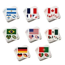 30 Sheets Country Flag Temporary Tattoos Football Fan Face Body Waterproof Stick