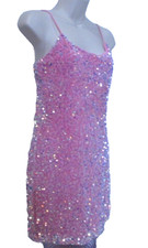 Junior's Medium Pink Iridescent Sequin Dress Prom Evening