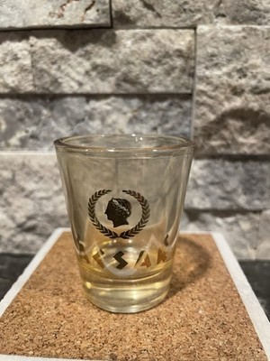 Caesars Palace Shot Glass   Gold Laurel & Profile Design Las Vegas Collectible