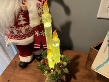 Cracker Barrel Christmas Acrylic LED Candles Glitter Decor 14.5" Centerpiece