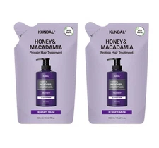 2 x KUNDAL Honey & Macadamia Hair Treatment Refill Pack White Musk 400ml