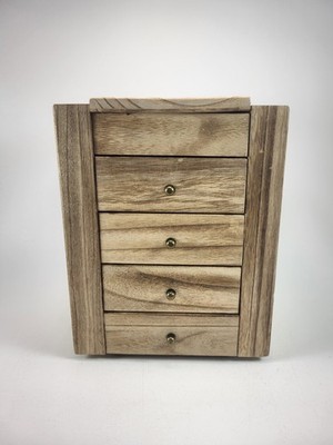 Jewelry Box Wood for Women, 5-Layer Large Organizer Box with Mirror & 4 Drawer