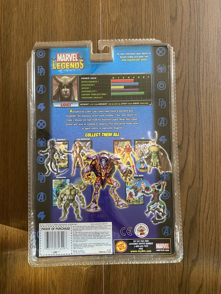 Marvel Legends Onslaught Series Loki - ToyBiz, 2006 Variante Long Horns con Juego de Cartas Coleccionables Foto 2 de 2