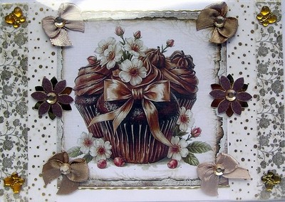 Schokolade Cupcake Handarbeit Decoupage Gruß Geburtstag Karte - Blanko (2899)