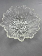 Lily Pons Wild Rose 1960s Indiana Glass Clear Crystal Glass Flower Bowl 7
