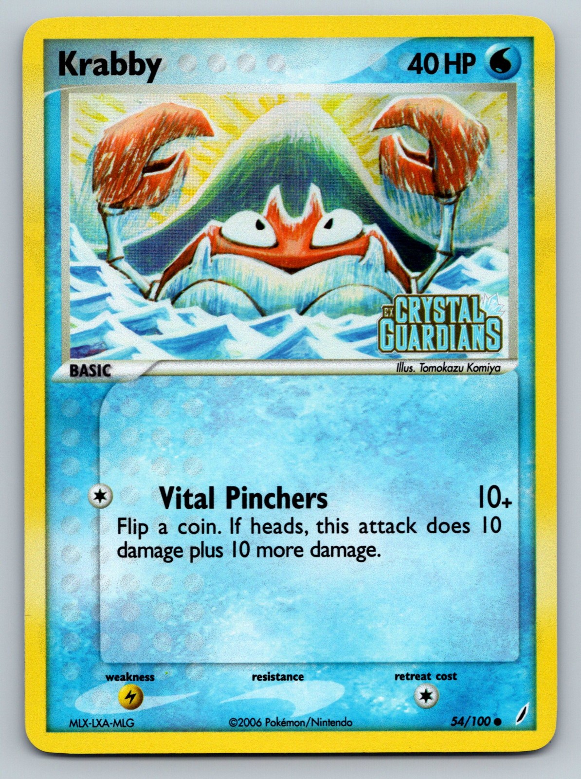 Pokemon TCG Crystal Guardians 54/100 Krabby Reverse Holo Stamped Near Mint NM