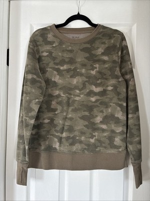 Tek Gear Green Camo Ultra Soft Fleece Crew Neck Pullover Sweatshirt Womans Sz M