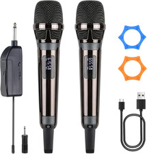 Wireless Microphones for Karaoke Singing, Professional Dual Cordless Mic System