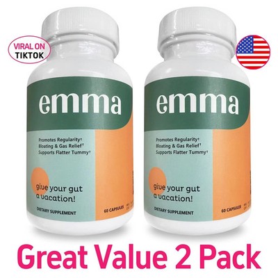 2 Pack Emma Gut Health Supplement 180 Capsules for Bloating Relief & Leaky Gut