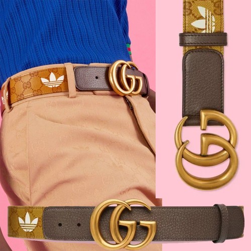 GUCCI BELT ADIDAS X TREFOIL GG LOGO MARMONT BUCKLE LEATHER sz 90 / 36