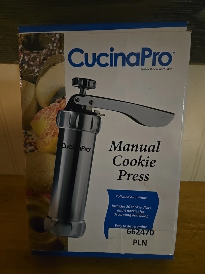 Juego de herramientas de prensa de galletas manual CucinaPro con 20 discos y cuatro boquillas de glaseado NUEVO Foto 4 de 4