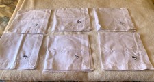 Set 6 Pottery Barn Monogrammed S White Hotel Napkins Navy Embroidery NWOT 22”