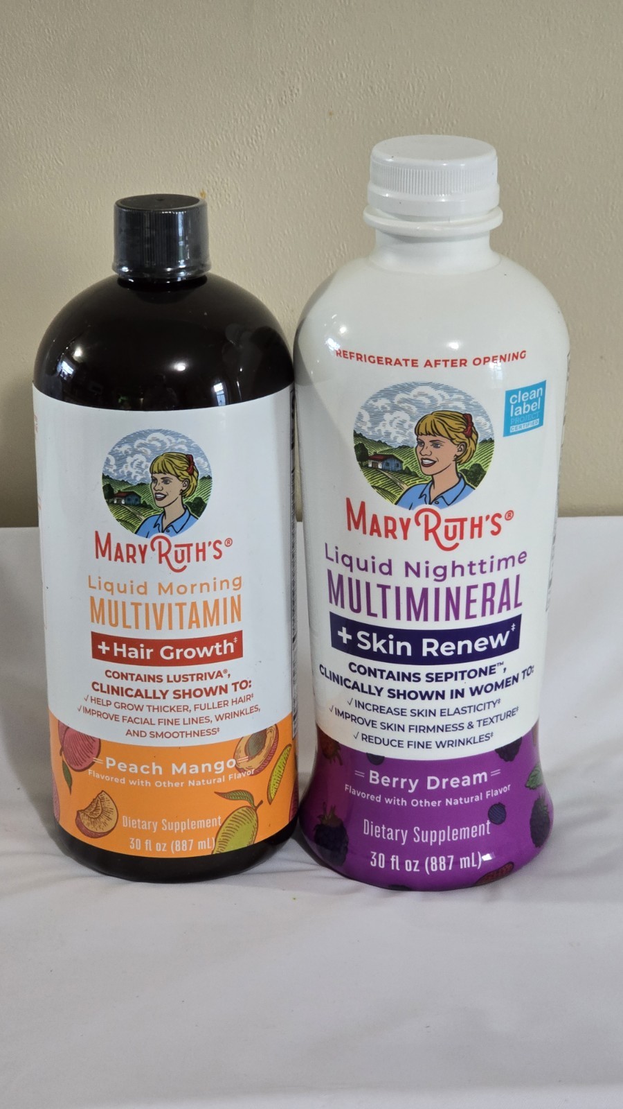 Mary Ruth's Hair Growth & Skin Renew AM to PM Bundle Peach Mango Berry Dream