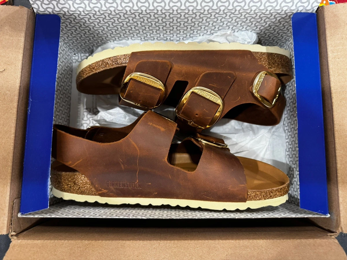 Birkenstock Milano Tobacco Brown Oiled Leather Sandals Mens 10 Womens 12 EU 43 Birkenstock Milano Sandals for Men for sale - eBay main image 3