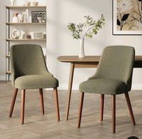 Set of 2 Modern Dining Chairs, Curved High‑Back Solid Wood Frame Ergonomic Seat 