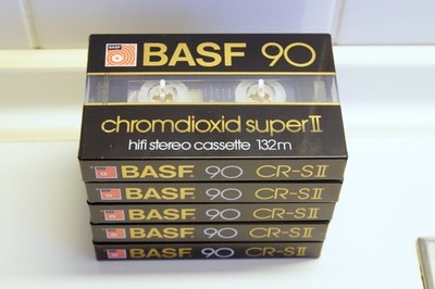 5 Stück BASF CR-SII 90 Audiokassette, Typ II, MC Tape, ovp, neu,
