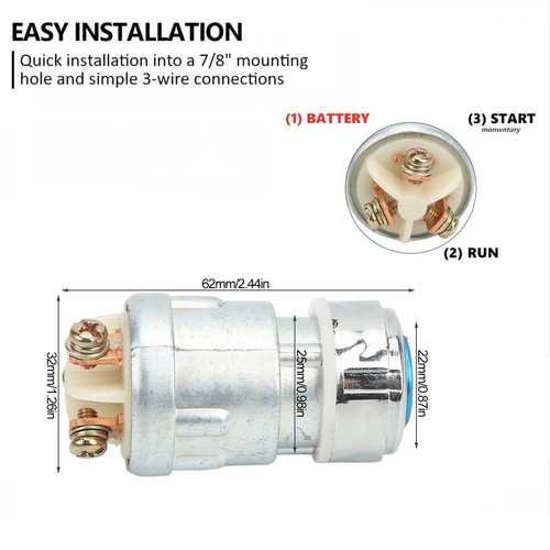 Ignition Key Switch Ignition Starter Switch Ignition Lock Cylinder Start Key - Picture 9 of 12