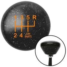 Orange Shift Pattern OS26n Black Retro Metal Flake Shift Knob w/ M16x1.5 Insert