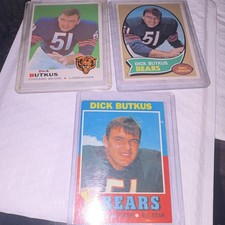 Topps Dick Butkus Chicago Bears 1966 Topps #25 3-Card Lot NFL