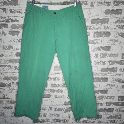 Castaway Nantucket Island Mens Green Cotton Chino Pants Size 35x29 Preppy Chinos