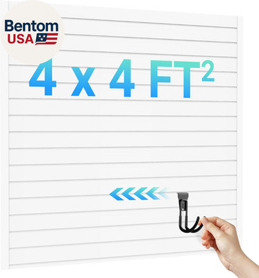 Slatwall Panel 4FT X 4FT, PVC Slat Wall Storage System, Waterproof, Durable& Eas