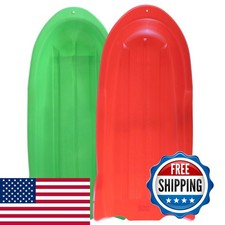 Superio Toboggan Snow Sled 46" Plastic Open Back Sled Red-Green
