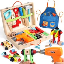 44 Pcs Wooden Kids Tool Set with Electric Drill Montessori Construction Toy Gift