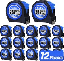 Tape Measure 25 ft, 12 Pack Bulk Easy Read Measuring Tape Retractable, Self-Lock