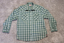 Wrangler Mens Shirt XL Long Sleeve Button Down Plaid Green