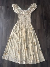 Reformation Riva Shirred Midi Dress in Mercy Yellow Floral Size - S