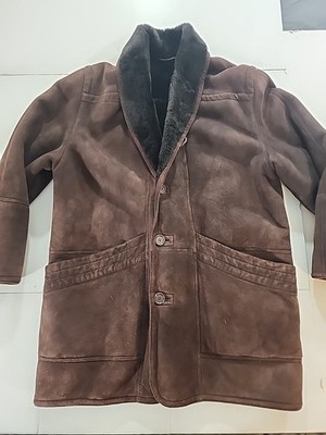 EMILIO VISCONTI Italy Genuine PELLE LEATHER Shearling Coat Men's 54 XL Brown
