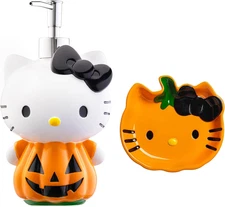 Jay Franco Hello Kitty Pumpkin Jack-O-Lantern Bathroom Décor Set -2 Piece Autumn