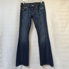 True Religion Jeans Womans 31 Joey Twisted Seam Flap Pocket Flare Low Rise Y2K