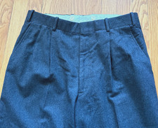 VTG Southwick Heavy Gray Flannel Pleated Front Trousers USA Made Sz 32 x 30.5