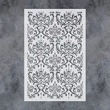 Stencil Damask Floral Boho - Mylar, Painting, Reusable - StencilAir
