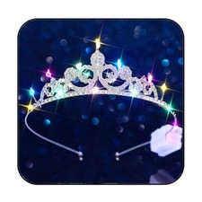 Light Up Rhinestone Tiara Glowing Sparkly Cosumte Fairy Crown for Women