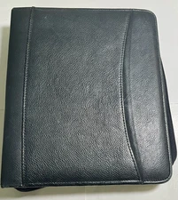 Franklin Covey Black Faux Leather Classic Planner 7-Ring Zippered Binder